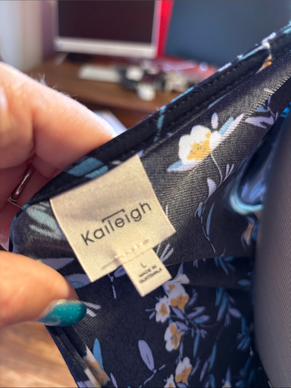 Kaileigh Black Midi Dress with Yellow & Blue Floral Print - Picture 2 of 8